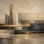 Charcoal Gold Linear Landscape Executive Office Wall Art Canvas Print