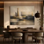 Charcoal Gold Linear Landscape Executive Office Wall Art Canvas Print - Image 4