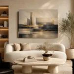 Charcoal Gold Linear Landscape Executive Office Wall Art Canvas Print - Image 6