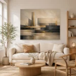 Charcoal Gold Linear Landscape Executive Office Wall Art Canvas Print - Image 7