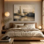 Charcoal Gold Linear Landscape Executive Office Wall Art Canvas Print - Image 8