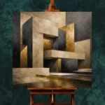 Charcoal Gold Geometric Forms Executive Office Wall Art Canvas Print - Image 2