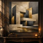 Charcoal Gold Geometric Forms Executive Office Wall Art Canvas Print - Image 4
