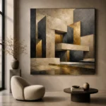 Charcoal Gold Geometric Forms Executive Office Wall Art Canvas Print - Image 6