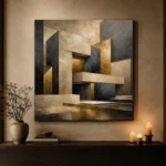 Charcoal Gold Geometric Forms Executive Office Wall Art Canvas Print - Image 7