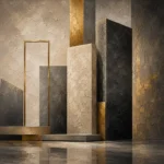 Charcoal Gold Stone Monoliths Executive Office Wall Art Canvas Print