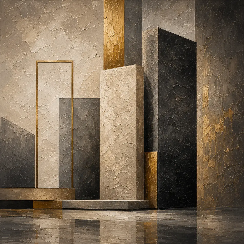 Charcoal Gold Stone Monoliths Executive Office Wall Art Canvas Print