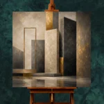 Charcoal Gold Stone Monoliths Executive Office Wall Art Canvas Print - Image 2
