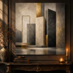 Charcoal Gold Stone Monoliths Executive Office Wall Art Canvas Print - Image 4