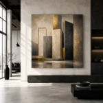 Charcoal Gold Stone Monoliths Executive Office Wall Art Canvas Print - Image 5