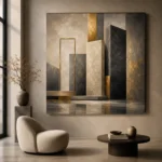 Charcoal Gold Stone Monoliths Executive Office Wall Art Canvas Print - Image 6