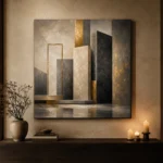 Charcoal Gold Stone Monoliths Executive Office Wall Art Canvas Print - Image 7
