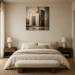 Charcoal Gold Stone Monoliths Executive Office Wall Art Canvas Print showcased in an elegant minimalist interior