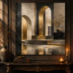 Charcoal Gold Monumental Arches Executive Office Wall Art Canvas Print - Image 4