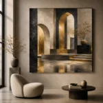 Charcoal Gold Monumental Arches Executive Office Wall Art Canvas Print - Image 6