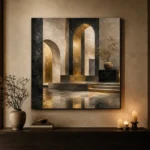 Charcoal Gold Monumental Arches Executive Office Wall Art Canvas Print - Image 7