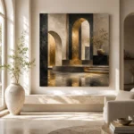 Charcoal Gold Monumental Arches Executive Office Wall Art Canvas Print - Image 8