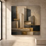 Charcoal Gold Architectural Blocks Executive Office Wall Art Canvas Print - Image 3