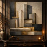 Charcoal Gold Architectural Blocks Executive Office Wall Art Canvas Print - Image 4