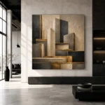 Charcoal Gold Architectural Blocks Executive Office Wall Art Canvas Print - Image 5