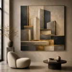 Charcoal Gold Architectural Blocks Executive Office Wall Art Canvas Print - Image 6
