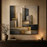 Charcoal Gold Architectural Blocks Executive Office Wall Art Canvas Print - Image 7