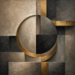 Charcoal Gold Circular Motif Executive Office Wall Art Canvas Print