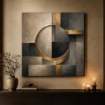 Charcoal Gold Circular Motif Executive Office Wall Art Canvas Print - Image 7