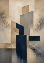 Warm Neutral Geometric Abstract Office Wall Art Canvas Print