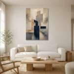 Warm Neutral Geometric Abstract Office Wall Art Canvas Print styled in a refined neutral interior