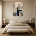 Warm Neutral Geometric Abstract Office Wall Art Canvas Print showcased in an elegant minimalist interior