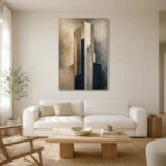 Sandstone Sculptural Abstract Office Wall Art Canvas Print styled in a refined neutral interior