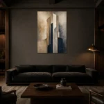 Sandstone Sculptural Abstract Office Wall Art Canvas Print shown in a warm modern interior