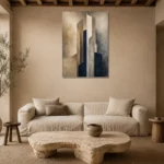 Sandstone Sculptural Abstract Office Wall Art Canvas Print presented in a sophisticated home setting