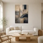 Serene Horizon Abstract Office Wall Art Canvas Print styled in a refined neutral interior