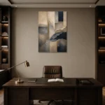 Serene Horizon Abstract Office Wall Art Canvas Print displayed in a contemporary gallery-inspired room