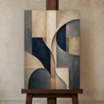 Tranquil Architectural Abstract Office Wall Art Canvas Print displayed on a studio easel