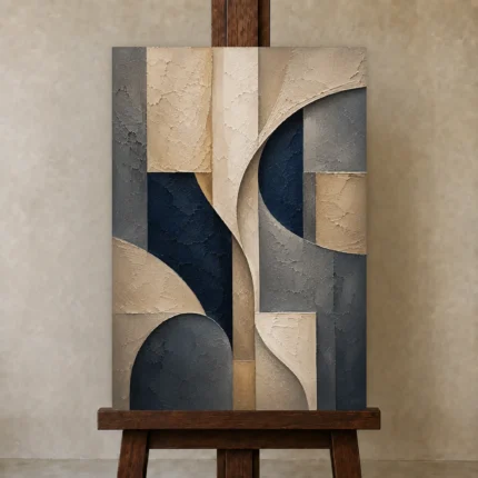 Tranquil Architectural Abstract Office Wall Art Canvas Print shown in Studio Easel
