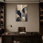 Tranquil Architectural Abstract Office Wall Art Canvas Print displayed in a contemporary gallery-inspired room