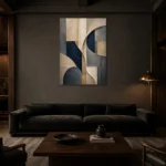 Tranquil Architectural Abstract Office Wall Art Canvas Print shown in a warm modern interior
