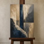 Refined Mineral Abstract Office Wall Art Canvas Print displayed on a studio easel