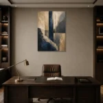 Refined Mineral Abstract Office Wall Art Canvas Print displayed in a contemporary gallery-inspired room