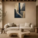 Refined Mineral Abstract Office Wall Art Canvas Print presented in a sophisticated home setting