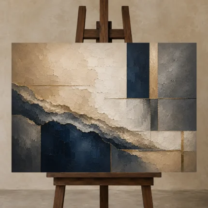 Expansive Mineral Abstract Office Wall Art Canvas Print shown in Studio Easel