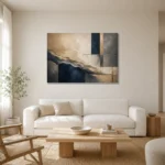 Expansive Mineral Abstract Office Wall Art Canvas Print styled in a refined neutral interior