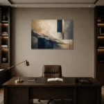 Expansive Mineral Abstract Office Wall Art Canvas Print displayed in a contemporary gallery-inspired room