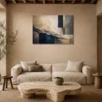 Expansive Mineral Abstract Office Wall Art Canvas Print presented in a sophisticated home setting
