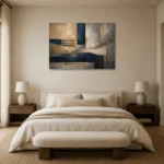 Panoramic Architectural Abstract Office Wall Art Canvas Print showcased in an elegant minimalist interior