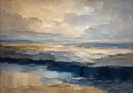 Tranquil Coastal Horizon Abstract Office Wall Art Canvas Print