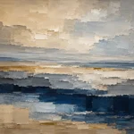 Tranquil Coastal Horizon Abstract Office Wall Art Canvas Print